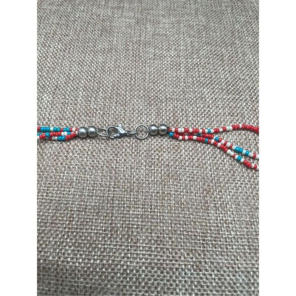 Multicolored 3 Strand Beaded Necklace Lobster Claw Clasp Southwestern Boho Chic - Picture 7 of 8